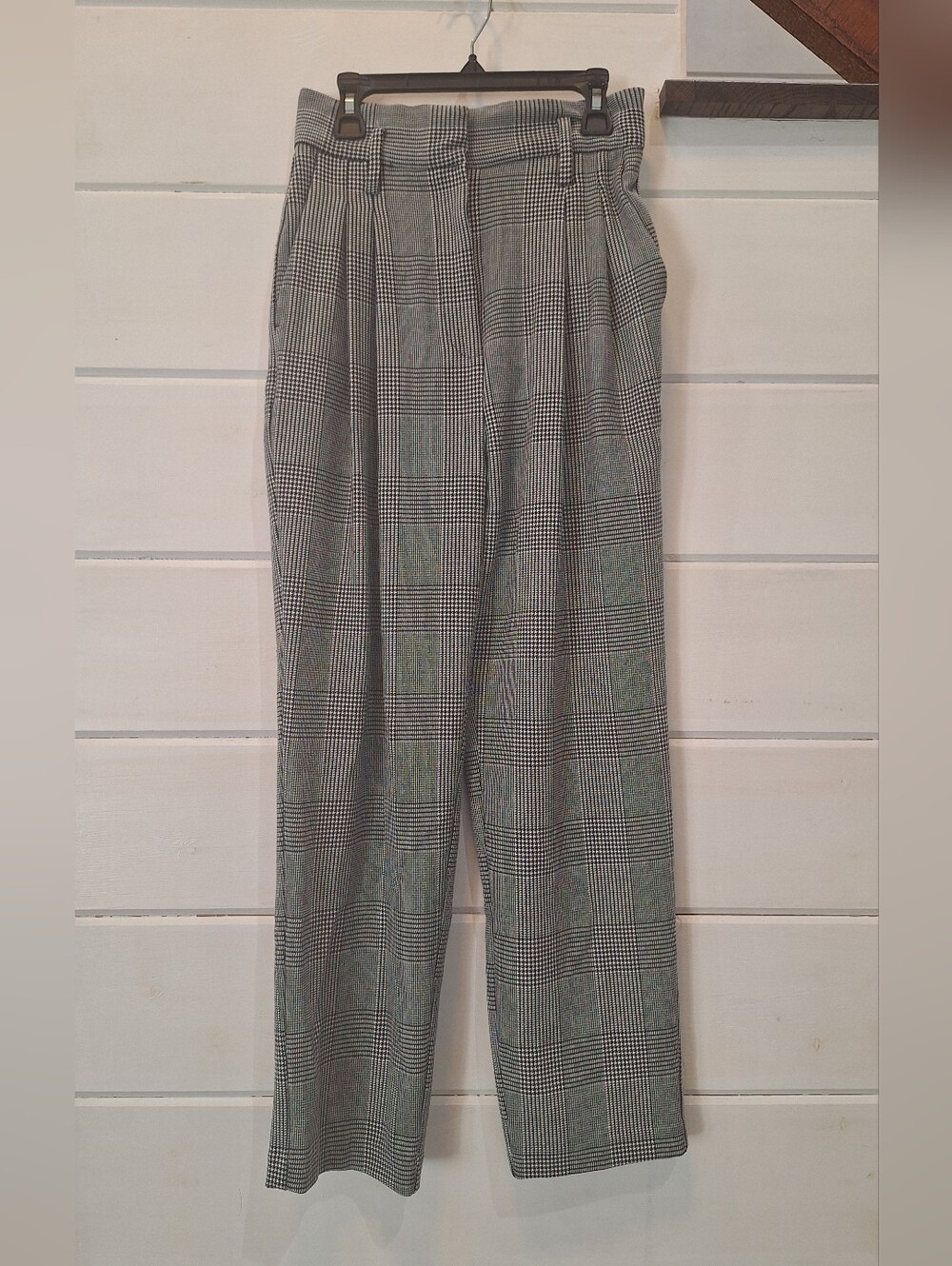H&M Black and Gray Glen Plaid Dress Pants